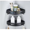 Aluminum Bathroom Shelf Cosmetic Rack In Wall Corner Tub Basket With Hook Storage Bathroom Shelf Black