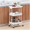 Kitchen Storage Metal Trolley - 3 Tier Metal Table Top Serving Rolling Cart - Mobile Rack Organizer with Locking Wheels