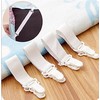 Bed Sheet Fasteners Straps Mattress Elastic Holder Clip Grippers, 4-Pieces, White