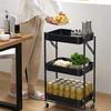 3-Tier Foldable Storage Trolley Metal Rolling Cart with Mesh Basket Utility - Organizer Rack with Lockable Wheels for Kitchen Bathroom Laundry Bedroom