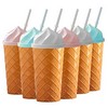 Ice Cream Cone Tumbler with Straw - Kids Tumblers/Sipper With Lids And Straws - Summer Cups Travel Mug for Cold Drinks