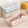 Double Layer Spoon Fork Chopsticks Storage Cover Box With Drainer - Spoon Knife Fork Box With Lid Draining Tray