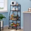 4 Tier Metal Kitchen Rack Rolling Utility Cart Trolley with Wooden Shelf for Microwave Oven Plate Organizer Fruit Vegetable Storage Basket