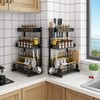 3 Tier Metal Countertop Kitchen Spice Rack Standing Corner Shelf Removable Seasoning Organizer Jars Bottle Storage Knife Utensils Holder