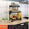 3 Tier Metal Countertop Kitchen Spice Rack Standing Corner Shelf Removable Seasoning Organizer Jars Bottle Storage Knife Utensils Holder