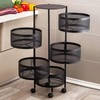 Fruit & Vegetable Storage Basket Metal Wire Mesh Organizer Kitchen Rotating Trolley Portable Rack Round Design