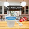 Airtight Rice Bucket 10 Ltrs. Flour Storage Container with Free Spoon - Perfect for Rice Flour Cereal Storage