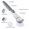 Liquid Soap Dishwashing Brush Scrubber - Kitchen Pot Cleaner Tool Handle Sponge with Wok Brush
