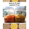 Pack Of 3 - Plastic Storage Jars Capacity 1000 Ml - Leaf Design