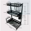 3 Tier Metal Countertop Kitchen Spice Rack Standing Corner Shelf Removable Seasoning Organizer Jars Bottle Storage Knife Utensils Holder