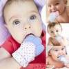 Baby Teething Mittens Self-soothing Pain Relief Glove, Stimulating Teeth Toy, Protective Glove to Prevent Scratches with Travel Bag