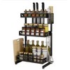 3 Tier Metal Countertop Kitchen Spice Rack Standing Corner Shelf Removable Seasoning Organizer Jars Bottle Storage Knife Utensils Holder