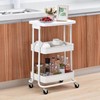 Kitchen Storage Trolley 3-Tier Metal Table Top Serving Rolling Cart, Mobile Rack Organizer with Locking Wheels