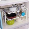 Under Sink Storage Shelf - Extendable Multifunctional Cupboard Organizer with Removable Shelves and Steel Pipes
