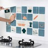 Oil Proof Stove Top Wallpaper Printed Kitchen Oil Resistant Self Adhesive Sticker (Blue)